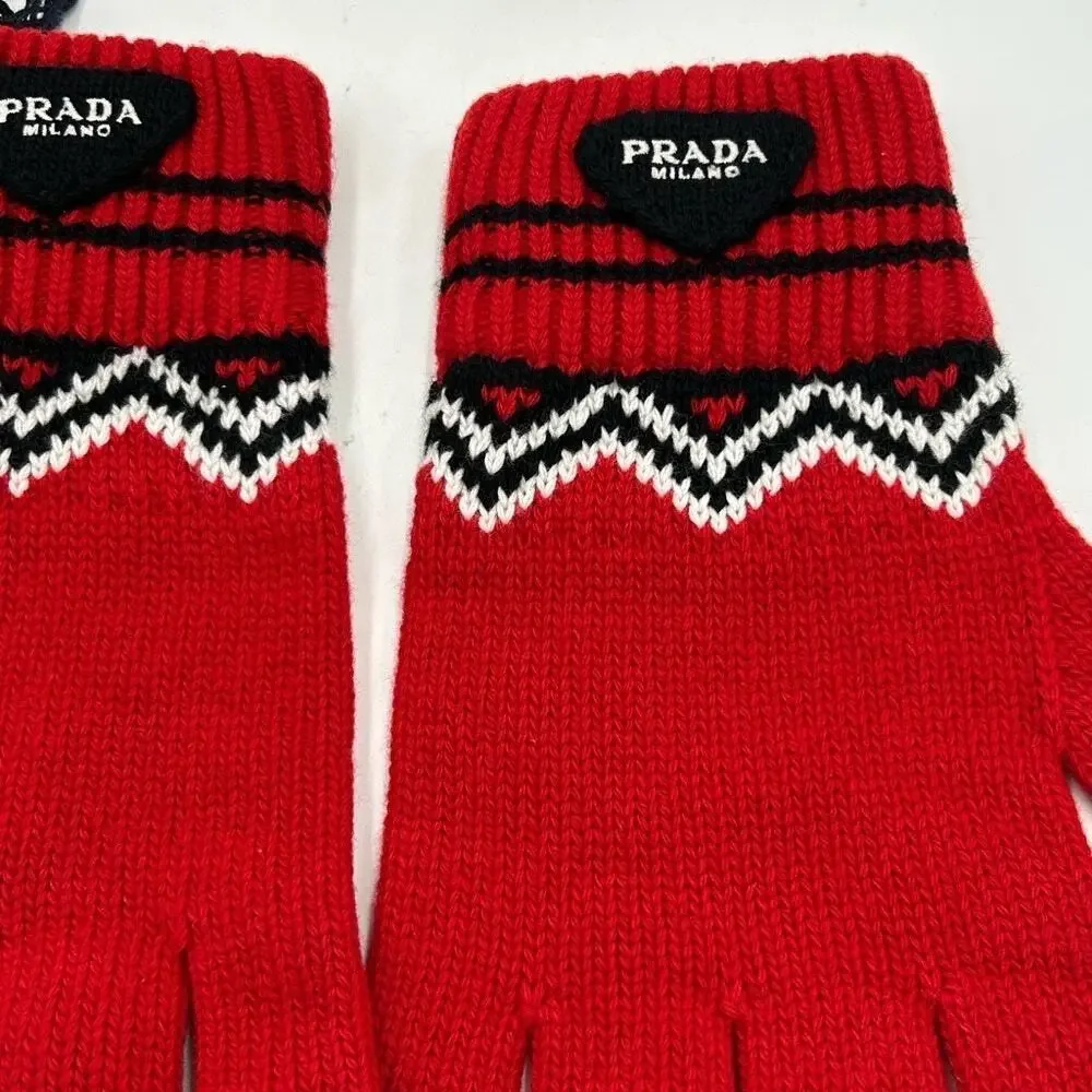 Unisex Prada wool/cashmere knit gloves size large made in Italy